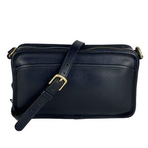 COACH 9974 MULTI ZIP SWINGPACK 90S 1995 BLACK GLOVETANNED LEATHER CROSSBODY BAG